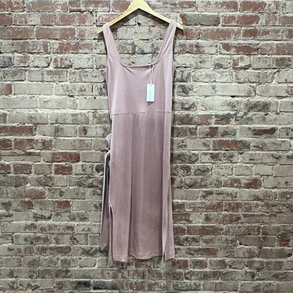 Vince Belted Square Neck Soft Cotton Midi Dress in Pink Size Small - Picture 4 of 10